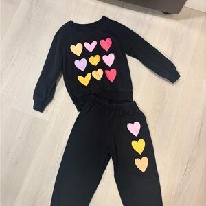 Amazon Essentials Kids Matching Set - Black with Heart Accents